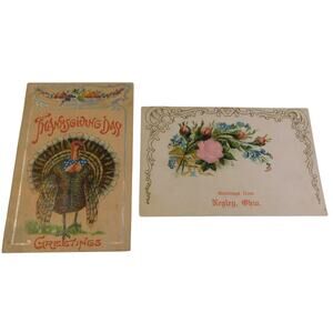Postcards Vintage Early 1900's Set of 2 Holiday